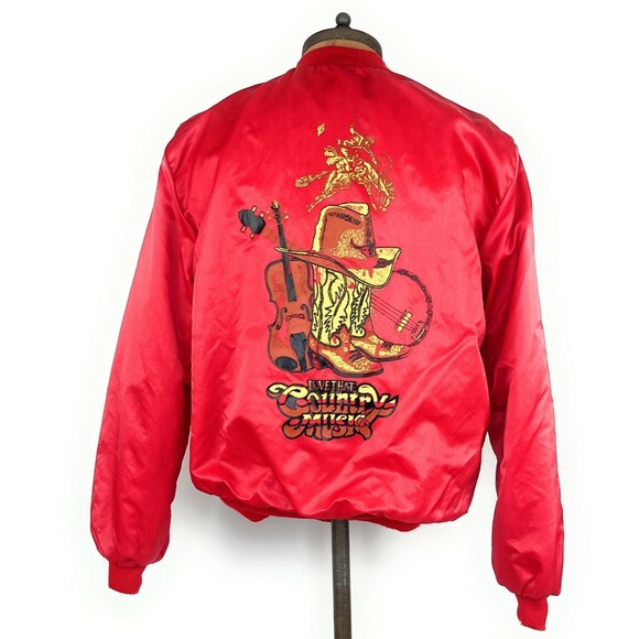 VTG Love That Country Music Nylon Jacket 80s Silk Screen